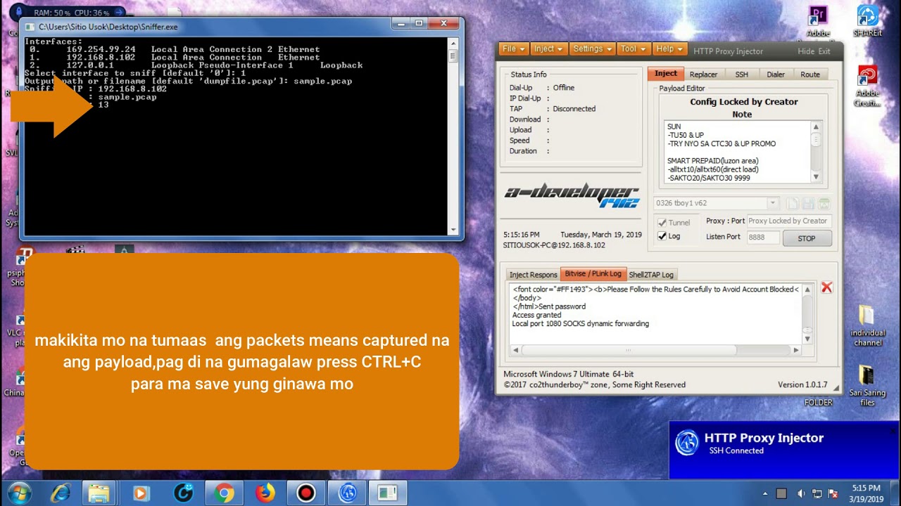 HOW TO SNIFF PAYLOAD GLOBE/SMART/SUN 2019