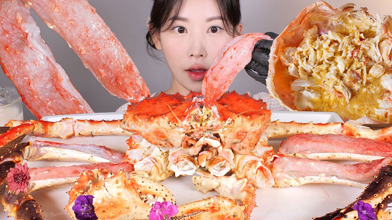 3KG 킹크랩🫅🦀 궁금했던 아이스회, 찜 먹방 Raw King crab [eating show] mukbang korean food