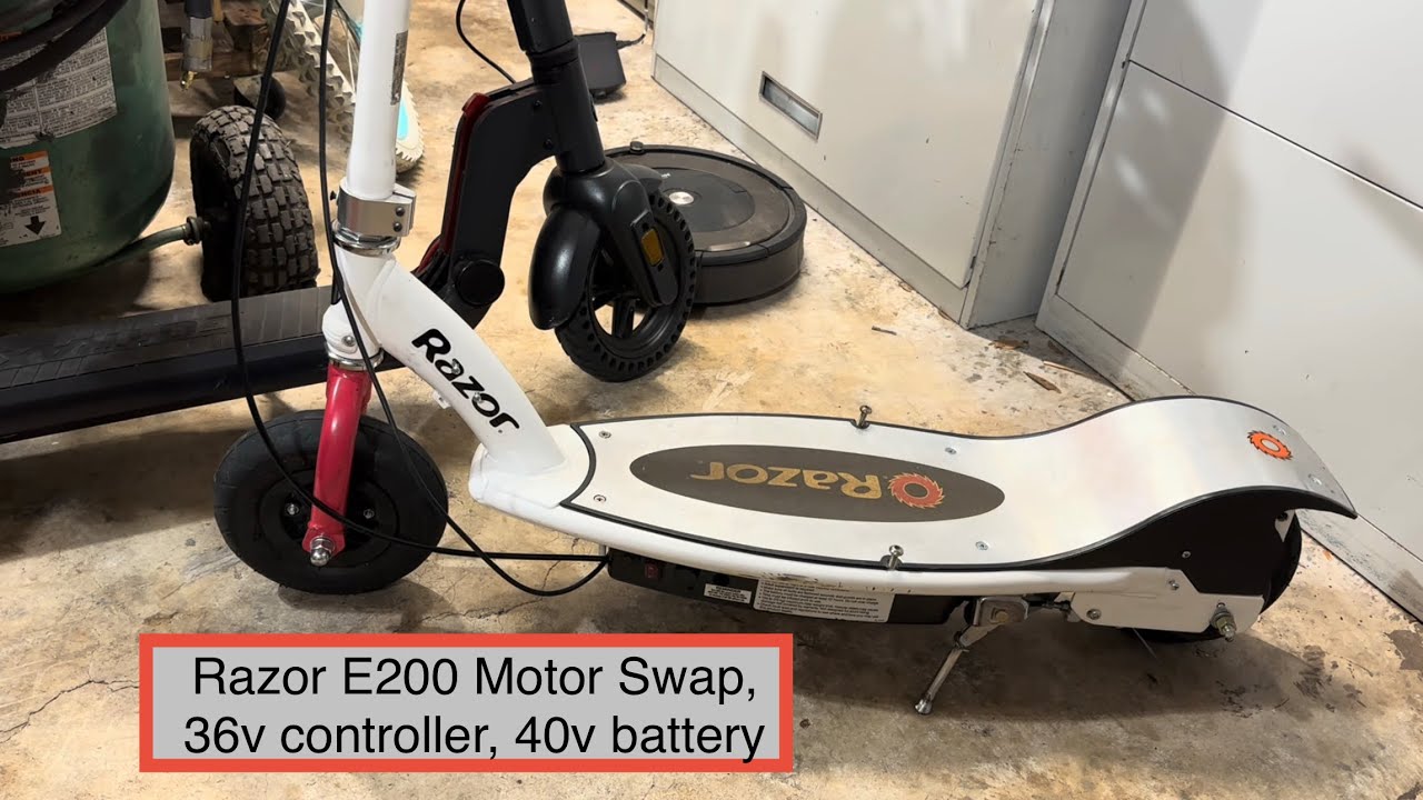 Razor E200 Motor Swap Upgrade 🔥 350W + 36V Controller + 40V DeWalt Battery conversion mod tutorial