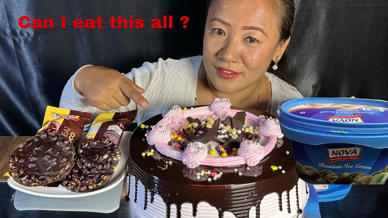 2 POUND CAKE CHALLENGE 😁PEANUT CHOCOLATE, Butter Scotch ICE CREAM 🍦😋||RUBI   RAI MUKBANG 🙏