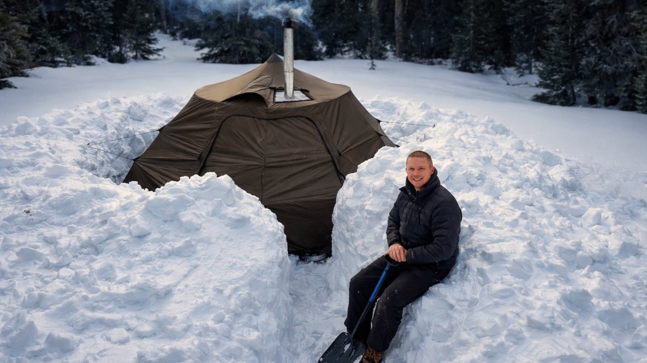 Hot Tent Camping in Deep Snow