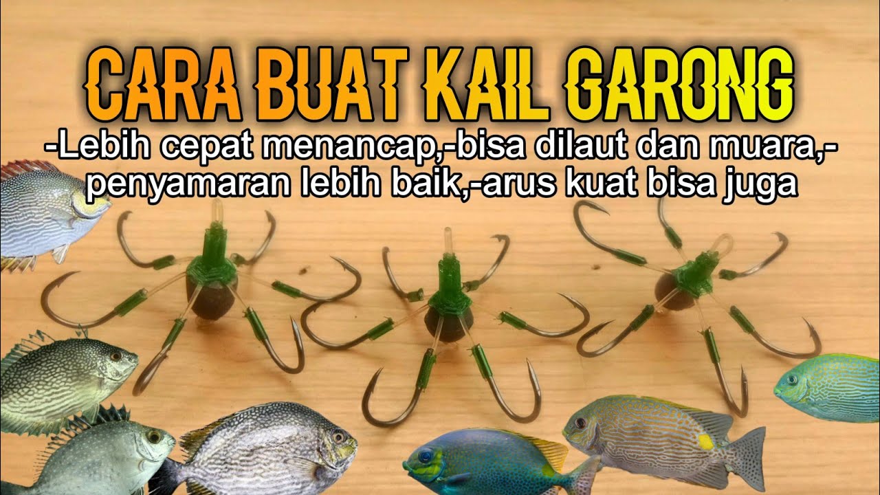 tutorial membuat kail garong untuk ikan baronang dan kiper || kail garong mawar   #kailgarong