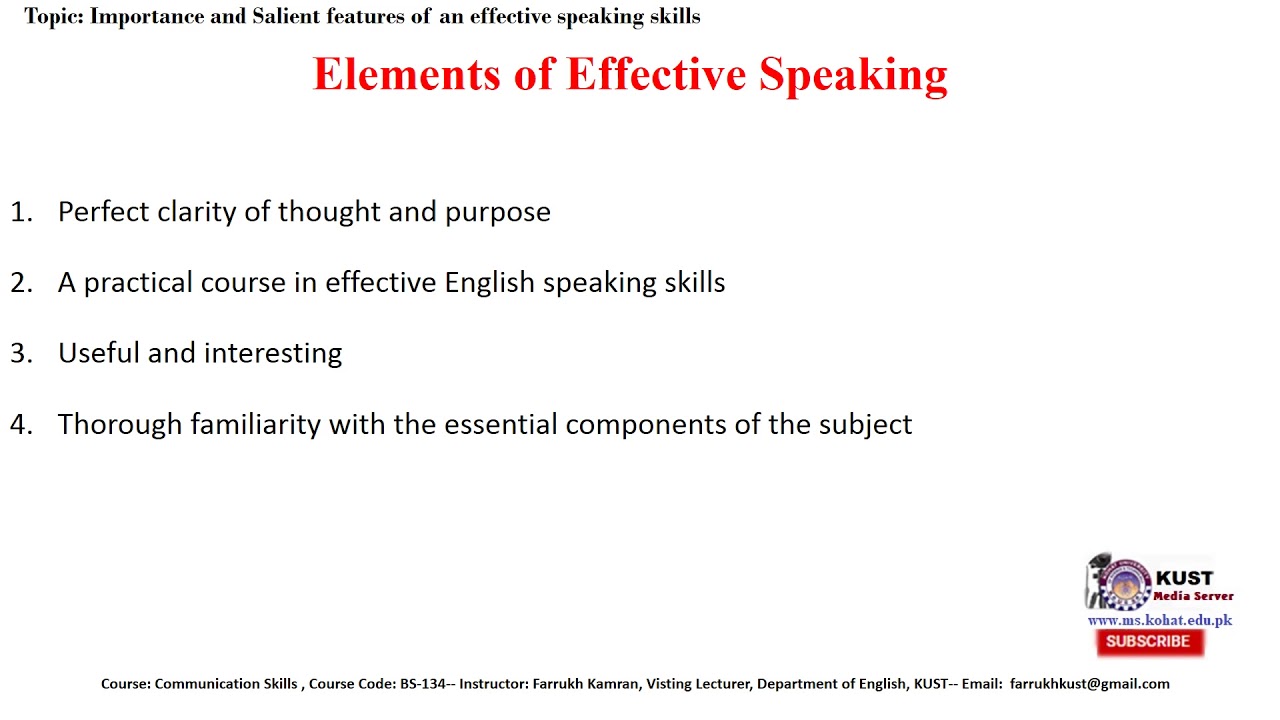 Importance and salient features of effective speech