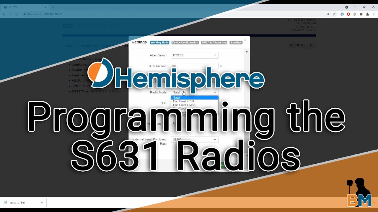 Hemisphere How To: Programming the S631 Internal Radio | Bench Mark