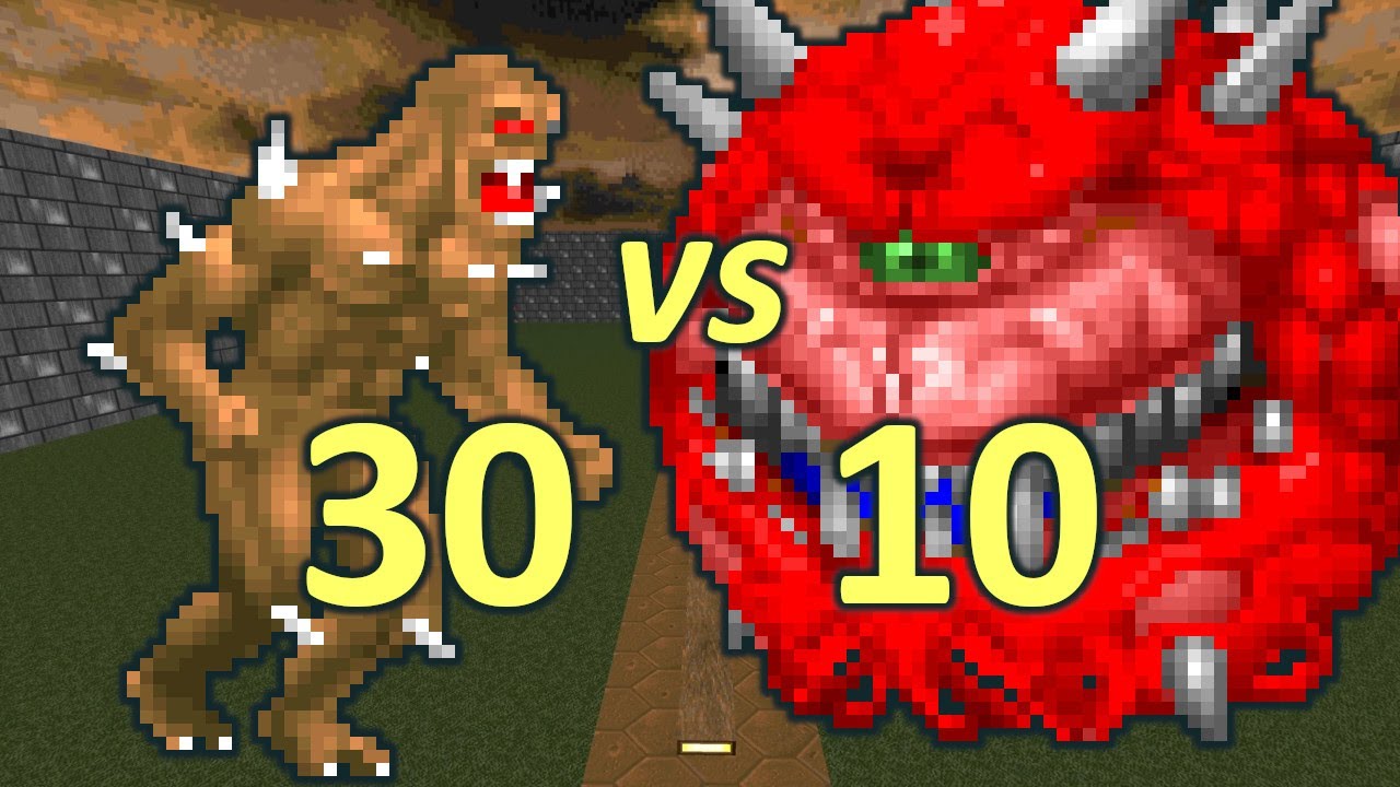 30 Imps vs 10 Cacodemons - Monster Infighting - Doom Retro Battles