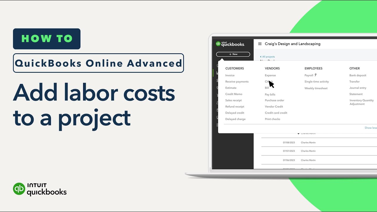 How to add labor costs to a project in QuickBooks Online