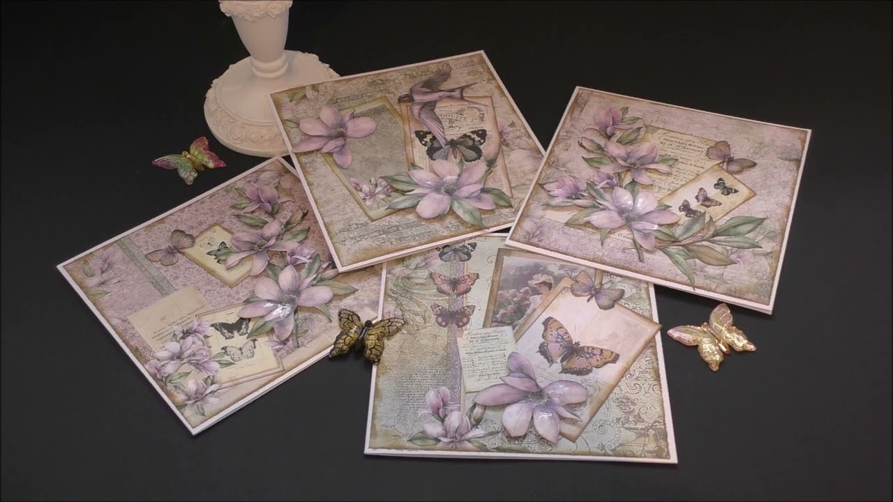 Karten basteln mit dem Papierset Magnolia von LaBlanche