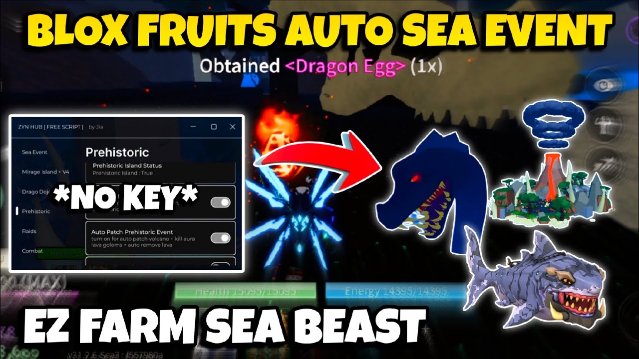 Скрипт для Blox Fruits без ключа: Автофарм морских событий &mdash; Морской зверь, Террор Шарк, Доистори...