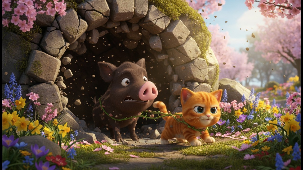 Piglet Trapped Underground—cat Sunny Rescues Him Out Just in Time! Miracle Rescue