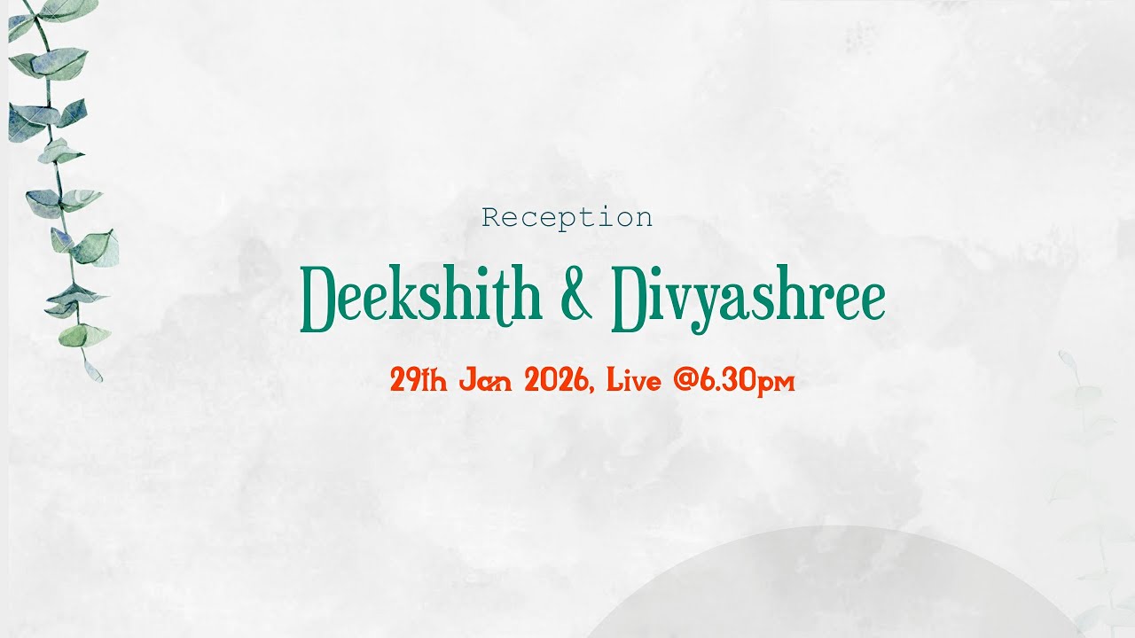 Deekshith & Divyashree | Reception  Live | 29th  Jan 2026 |