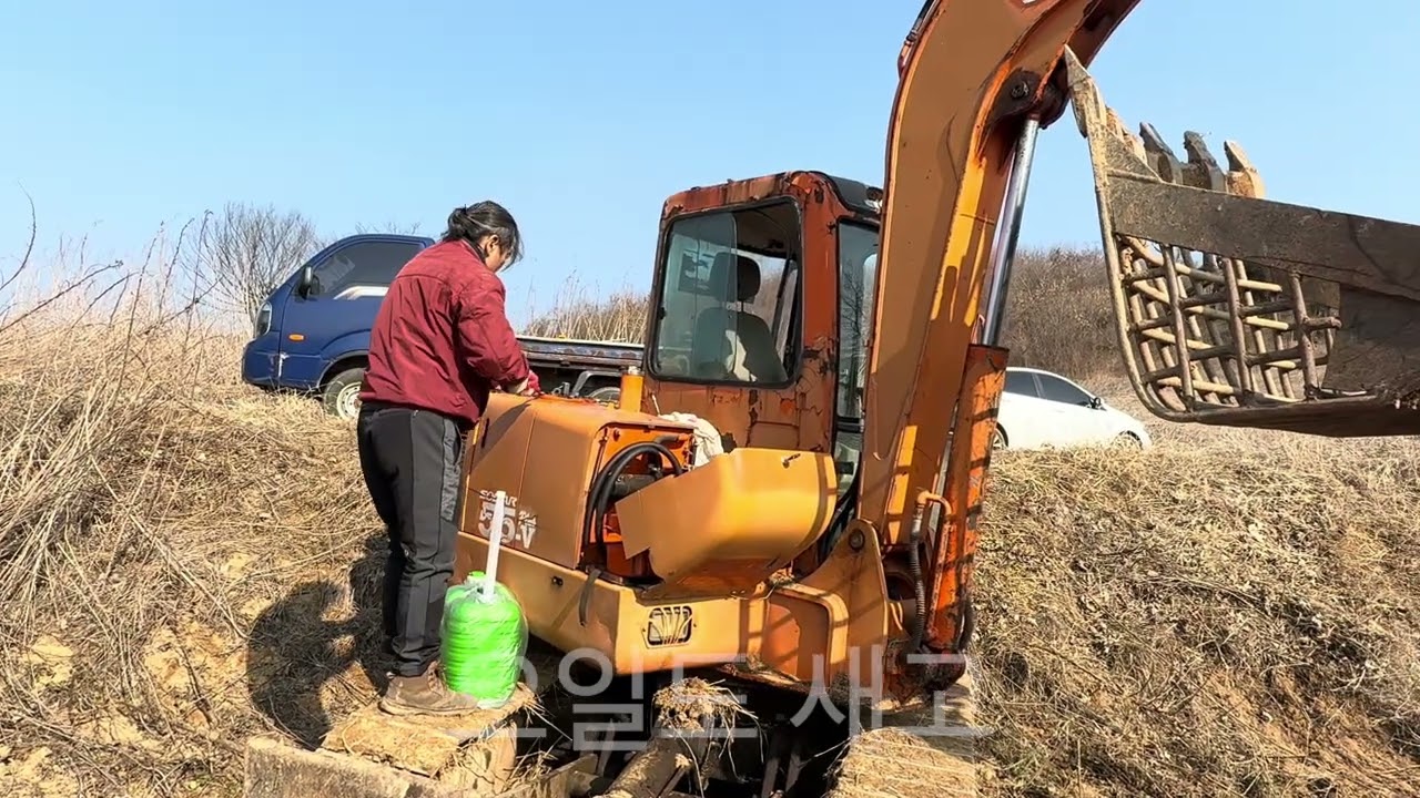 포크레인으로 돼지감자 캐기