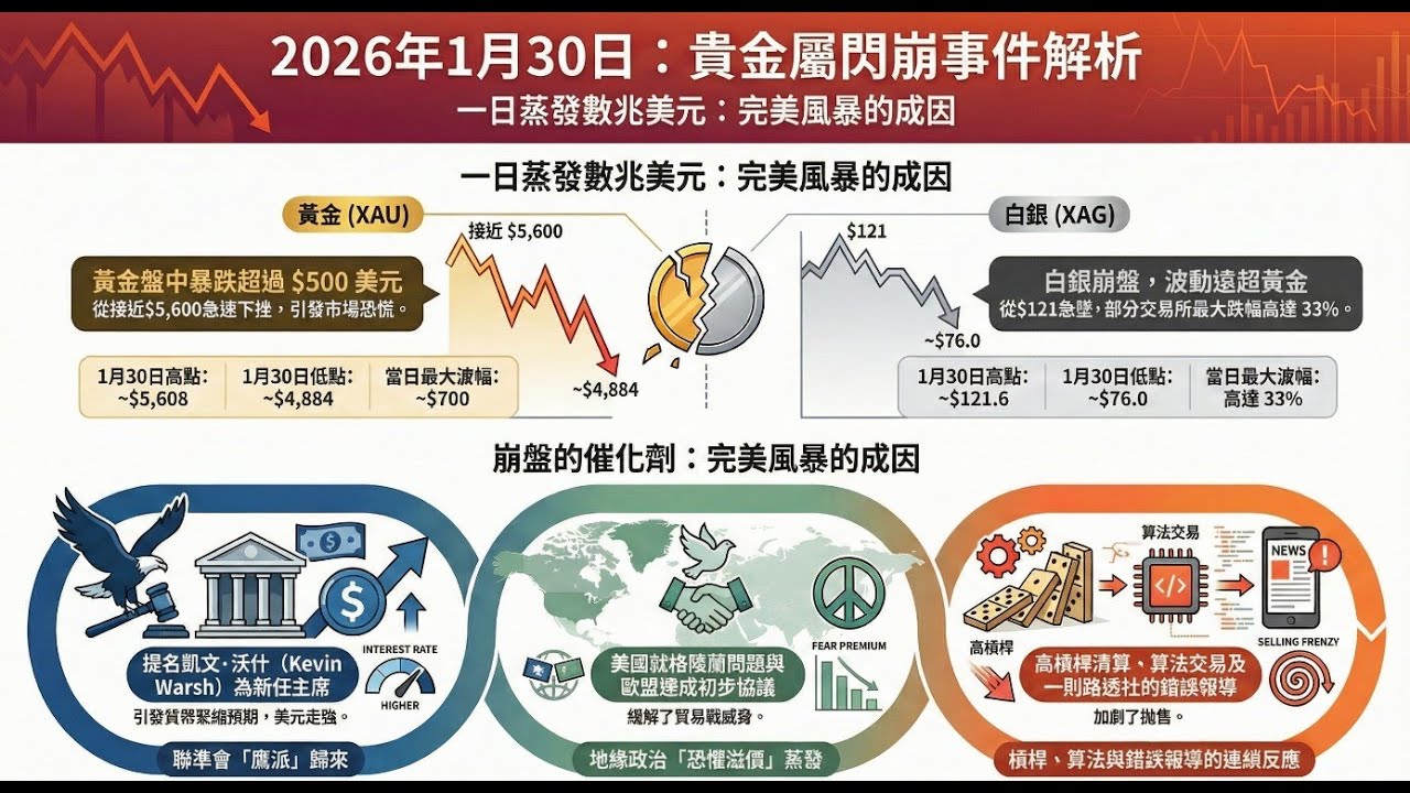 金銀崩盤解密｜聯準會鷹派換帥、微軟暴雷、CME 故障：揭開 1/30「完美風暴」的三大元兇