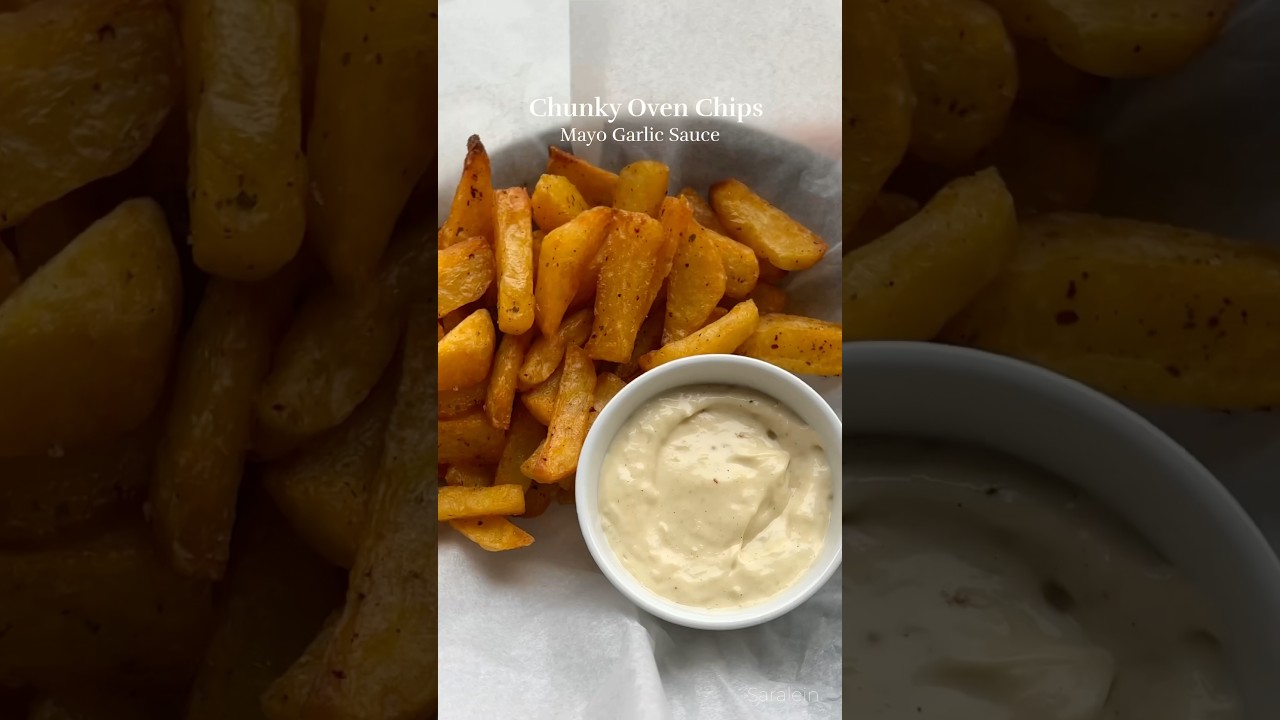 Chunky baked chips with Mayo garlic sauce #asmrfood #asmr