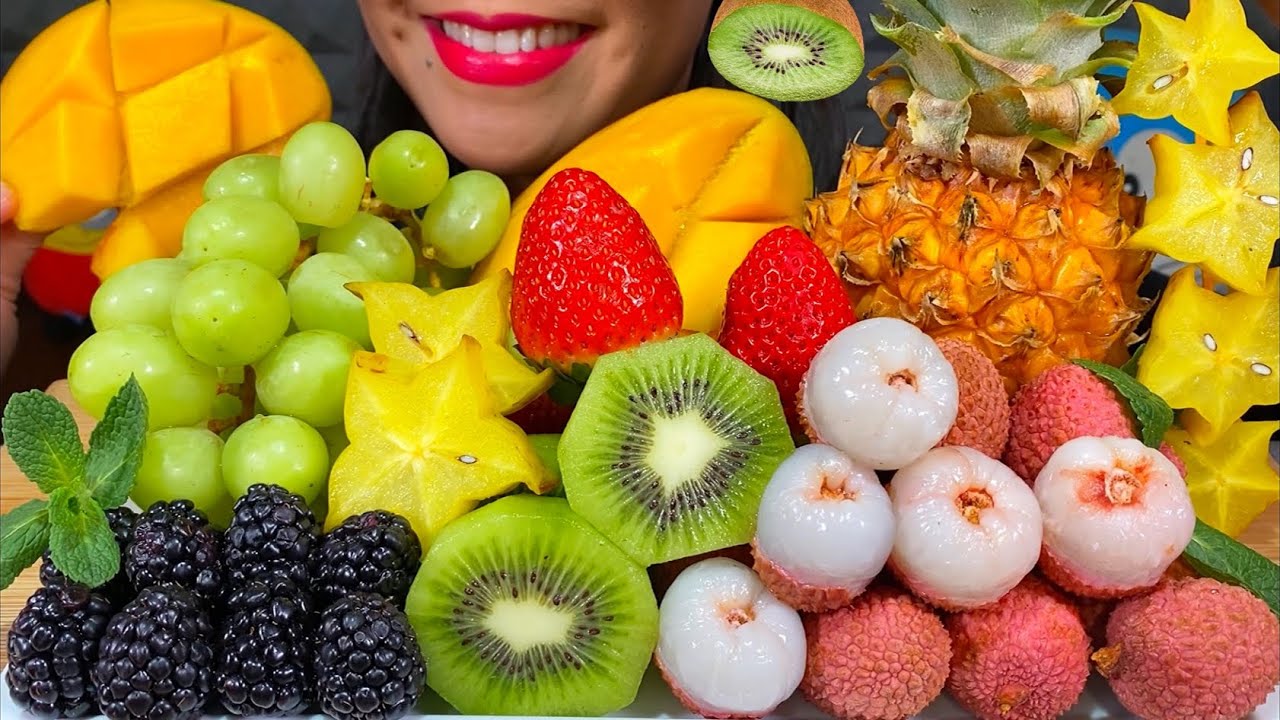 ASMR FRESH FRUIT PLATTER *MAKAN BUAH SEGAR* ताजे फल खाएं MUKBANG MASSIVE Eating Sounds
