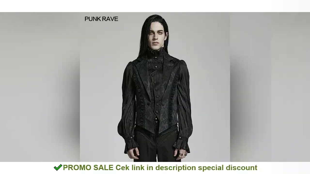 PUNK RAVE Men's Gothic Gorgeous Lace Decoration Asymmetric Lapel Waistcoat Unique Pointed Outline El