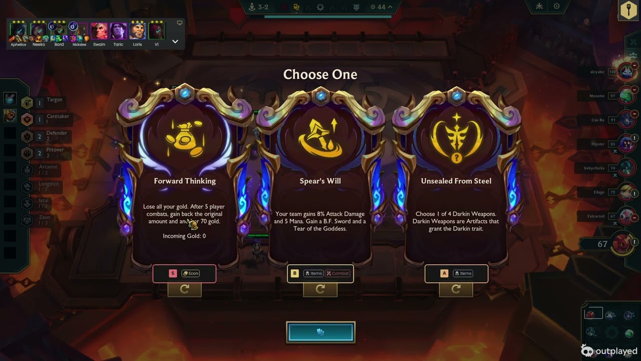 Teamfight Tactics - Emerald I, Aphelios Neeko reroll, Set 16.5: 02-20-2026
