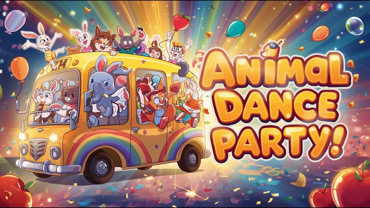 Animal Dance Party on the Rainbow Bus | Fun Kids Cartoon Adventure🎉