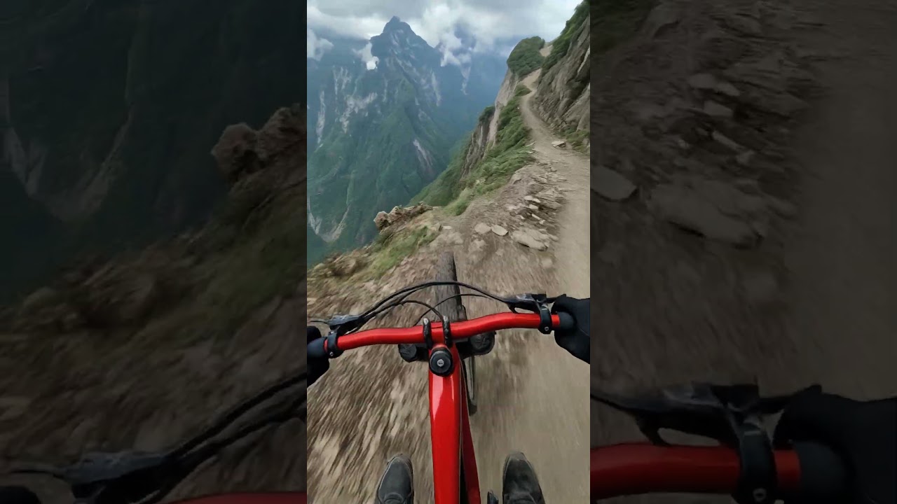 Cyclist Loses Control and Falls Off a Cliff &mdash; Caught on Camera