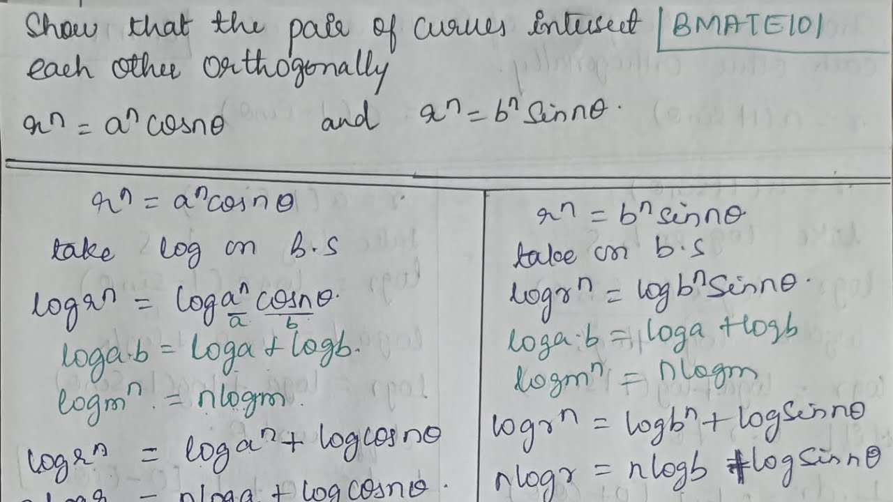 Пара кривых пересекает друг друга ортогонально r^n = a^ncos(nθ) и r^n=b^nsin(nθ)