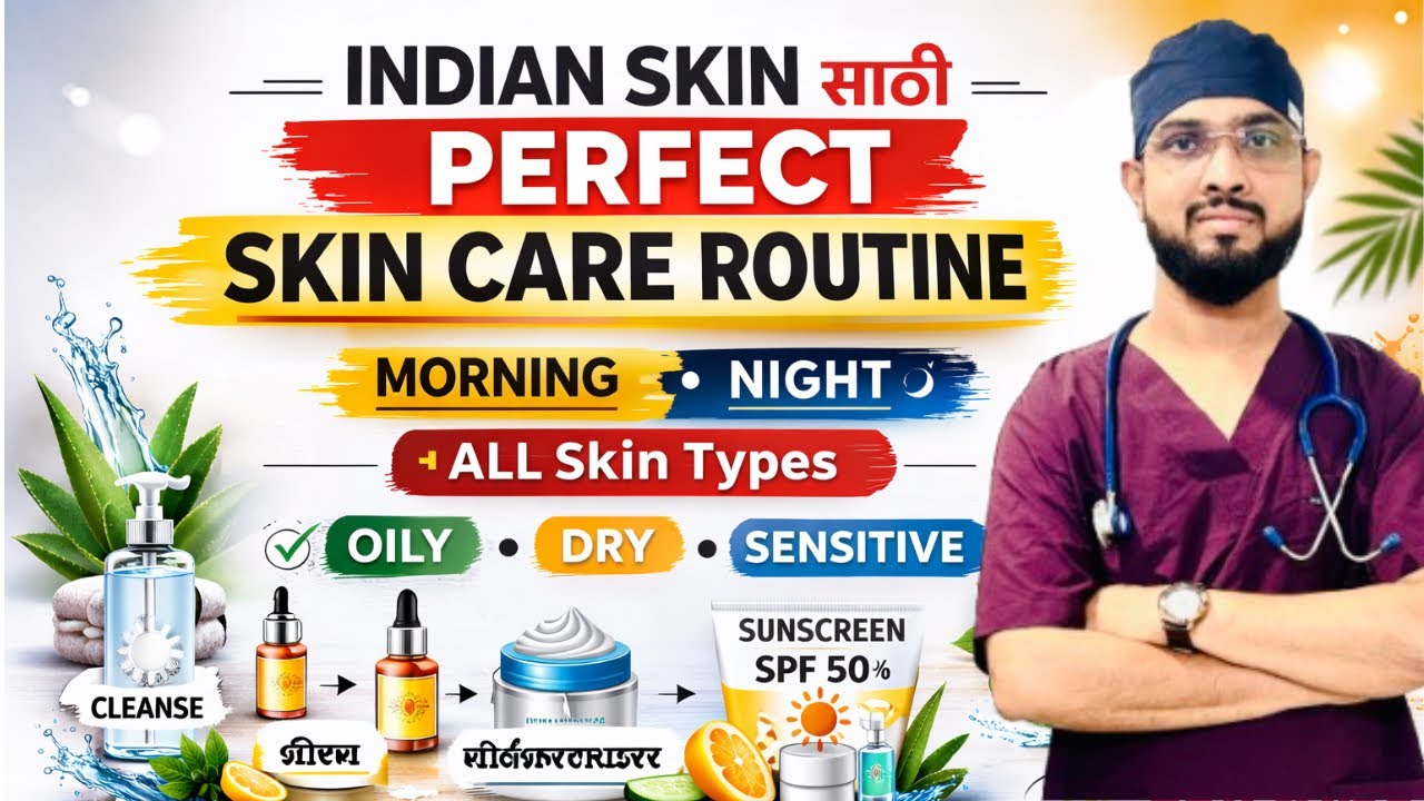 Indian Skin साठी Perfect Routine 🔥 | सकाळ–रात्र | सर्व Skin Types | Doctors Guide