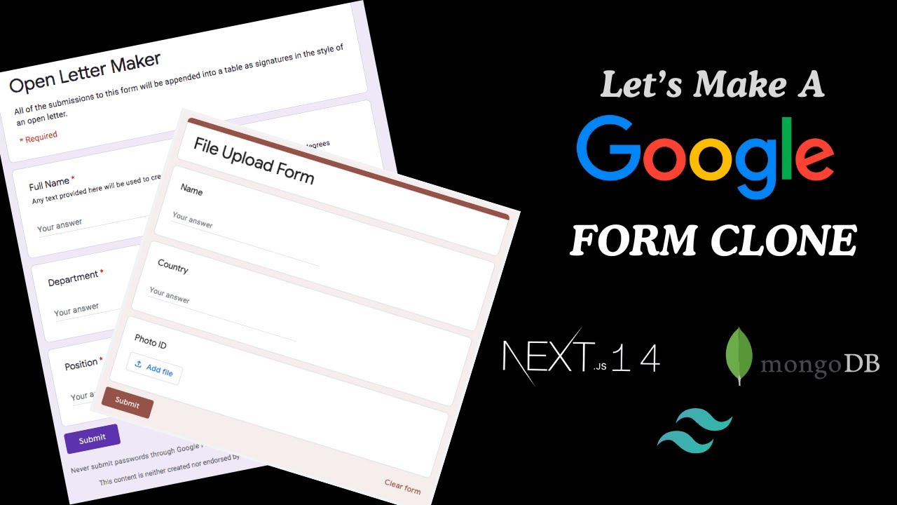 🚀 Build a Google Forms Clone with Next.js 14, TailwindCSS, Redux Toolkit, and MongoDB Atlas! 🚀