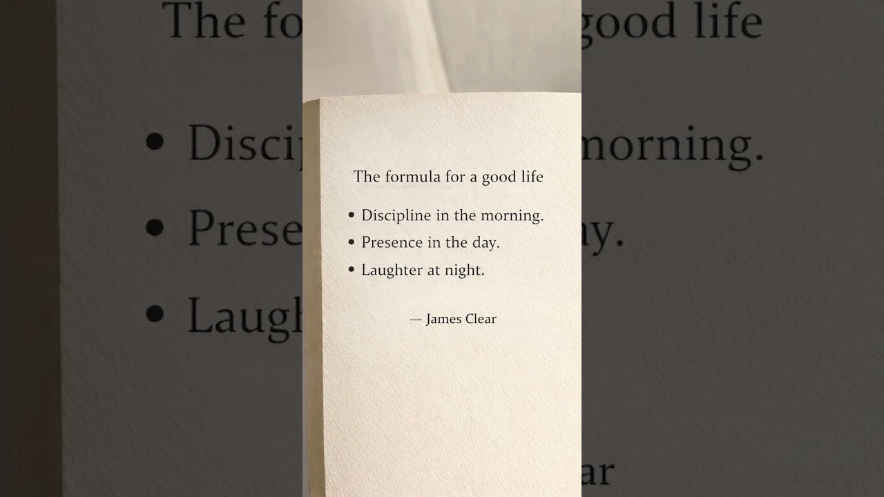 The formula for a good life. 