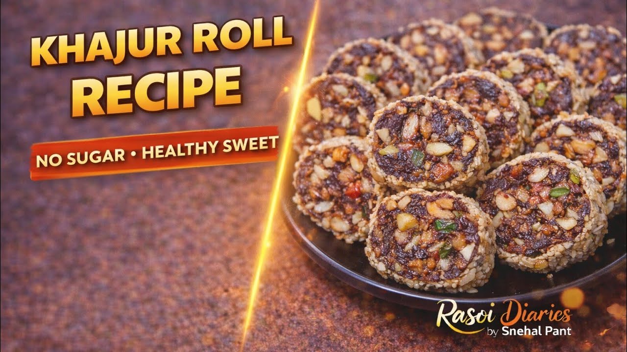 🍫🌰 Khajur Roll Recipe | No Sugar Healthy Sweet | Easy Khajur Dryfruit Roll