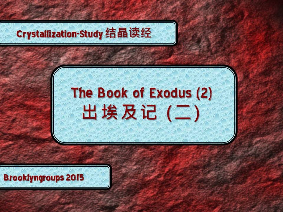 2015夏季训练标语诗歌 出埃及记结晶读经之二 (Summer Training Banners)