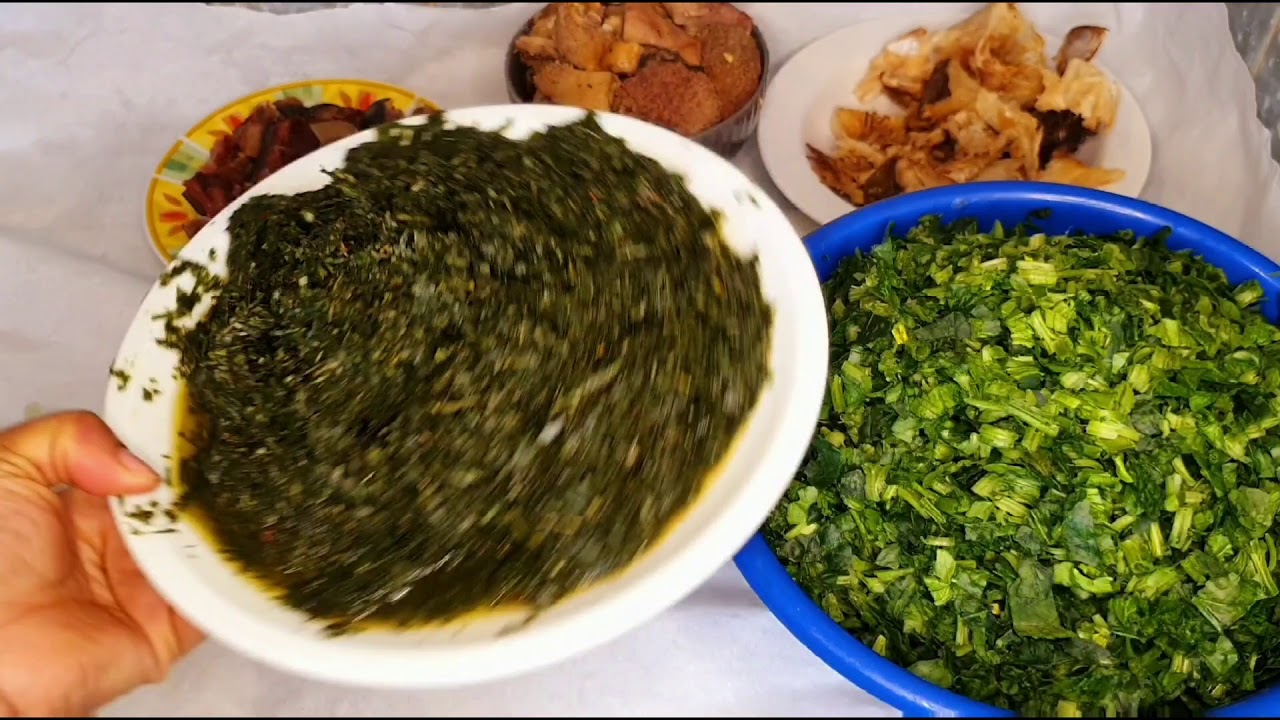 AFANG SOUP USING SPINACH &UKAZI