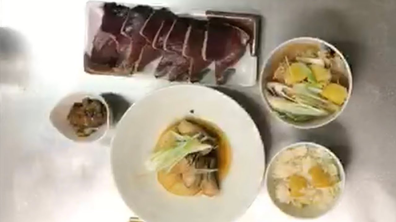 秋の食材をふんだんに使った、夕食(栗さつまいも炊き込みご飯、ブリ大根、カツオのタタキ、豚汁)【2018/09/22】