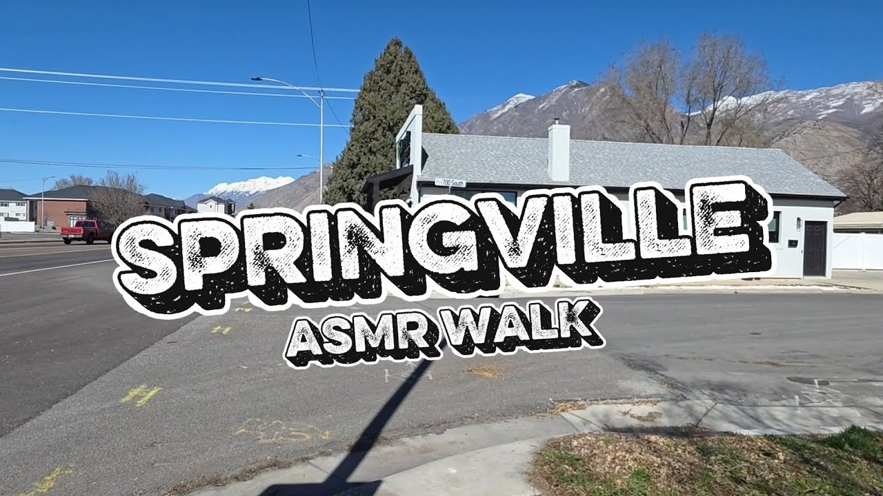 ASMR Walk Through Downtown Springville Utah  | Small Town Streets, Light Traffic & City Ambience