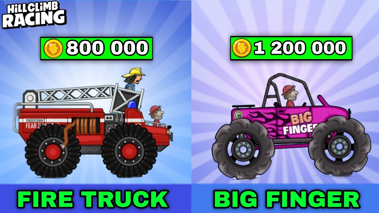 Hill Climb Racing : FIRE TRUCK vs BIG FINGER