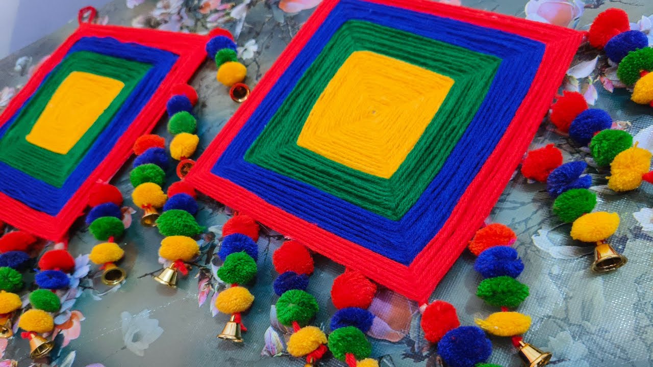 Diy colour full pom pom wall hanging|| home decor diy ideas|| festival special diy