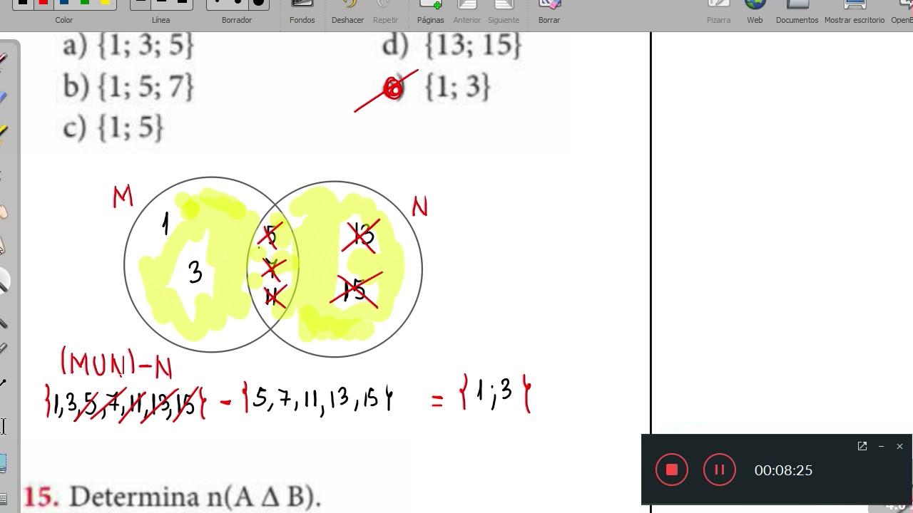 Operaciones con conjuntos - sigo practicando (6to de primaria)