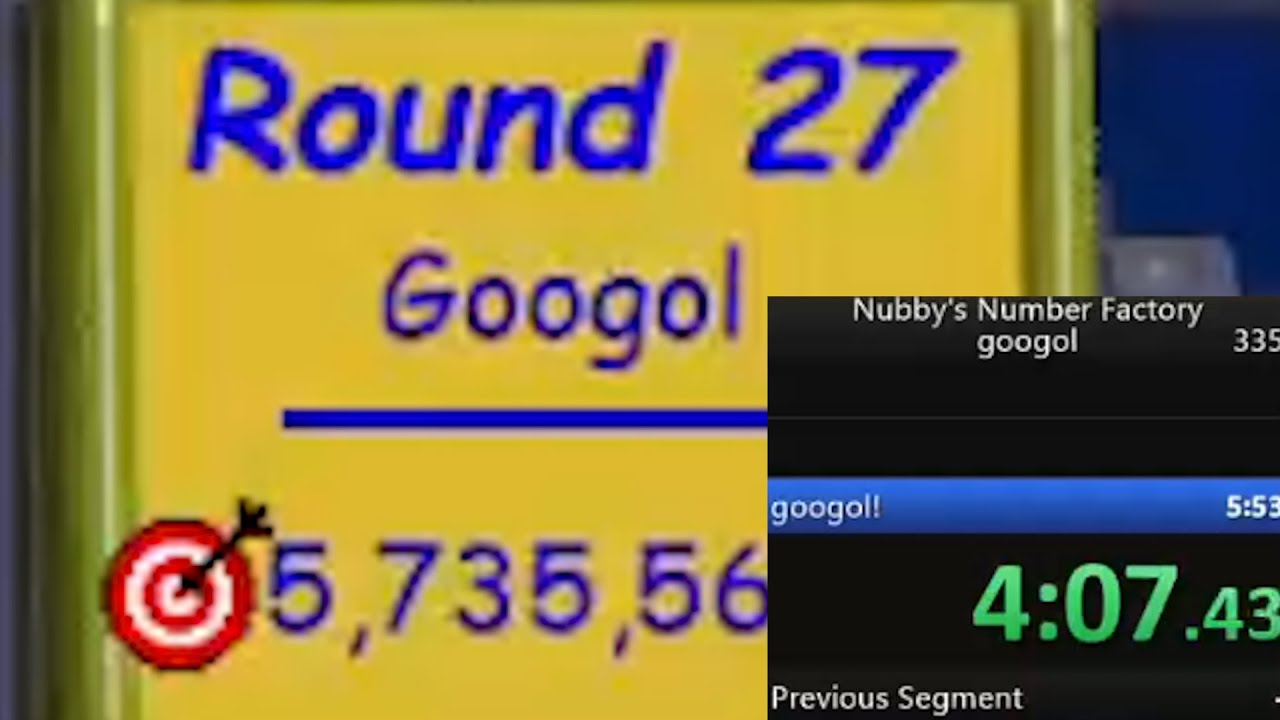 Nubby's Number Factory GOOGOL speedrun (FWR)