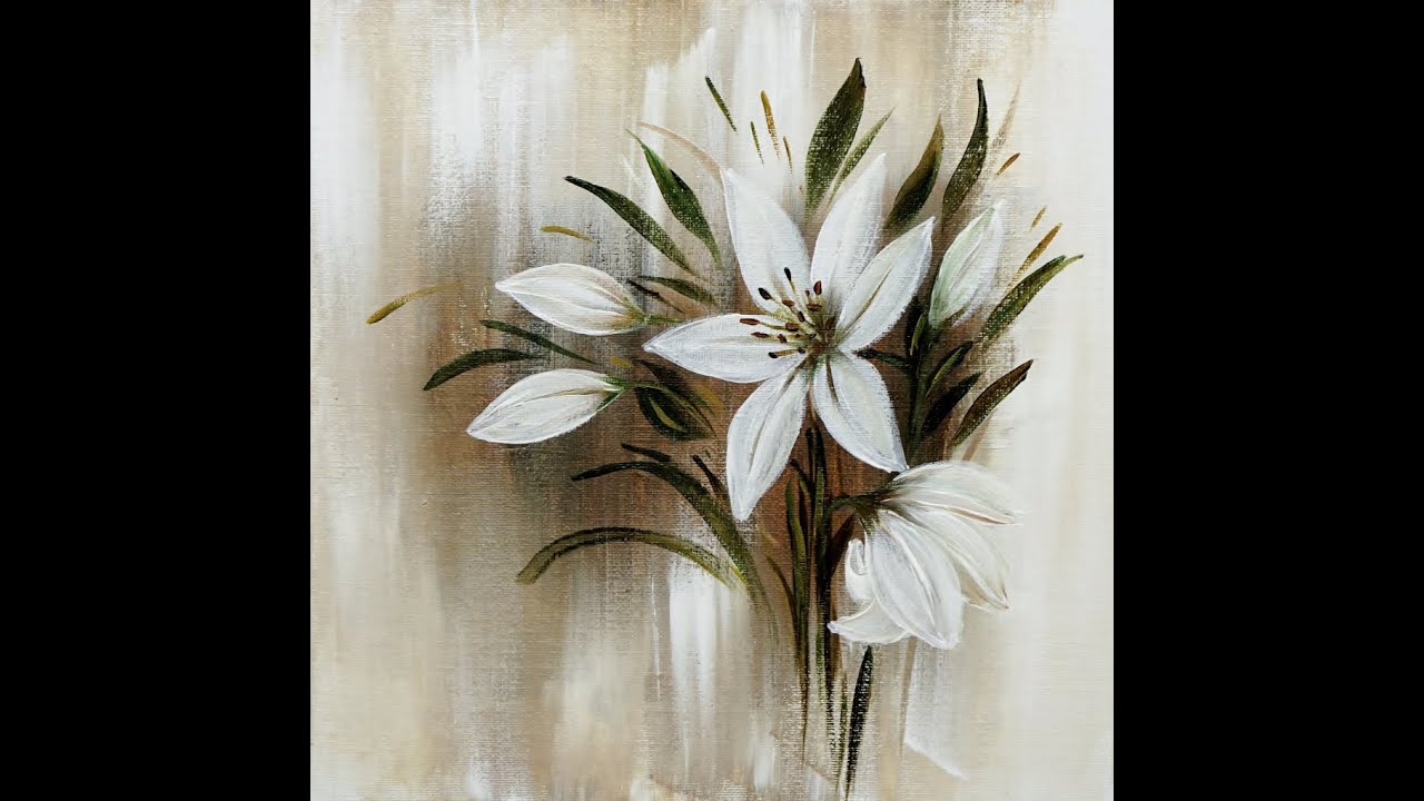 White Lily / Flower Acrylic Painting / Weisse Lilie / Acrylmalerei  Blumen / V359