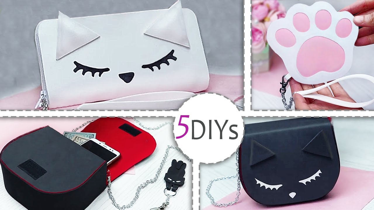 5 DIY Kitten Purse & Wallet Ideas Cat Bag Crafts😻👛 HOW TO MAKE A BAG