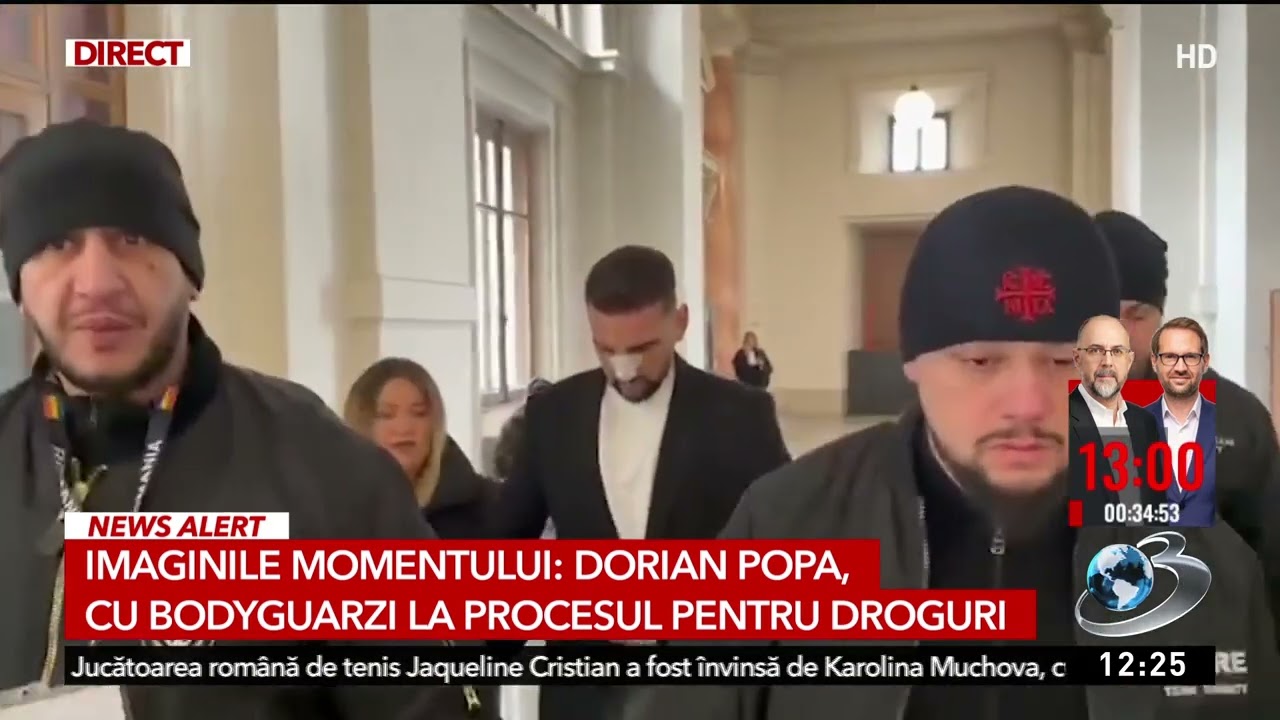 Dorian Popa, cu bodyguarzii la procesul pentru droguri