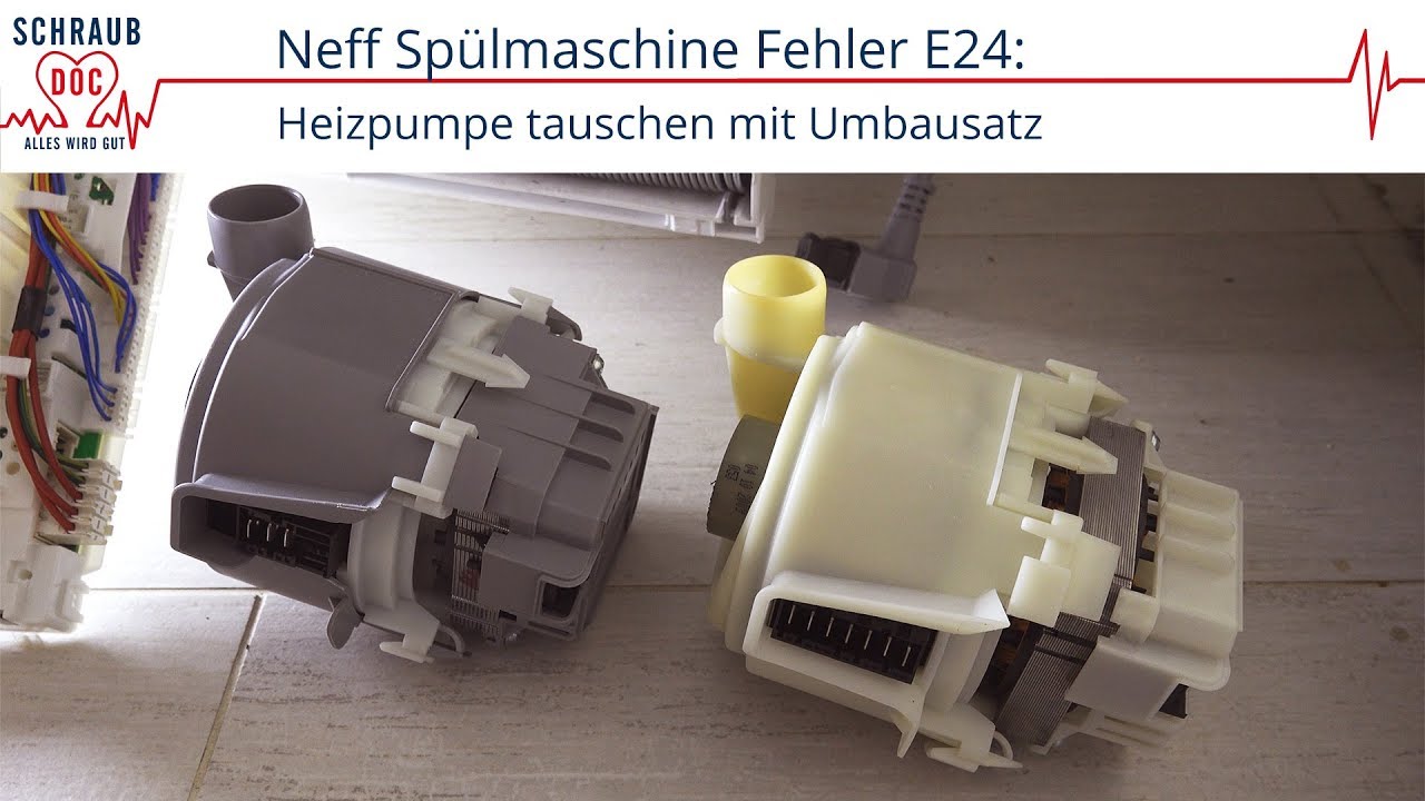Bosch/Siemens/Neff Spülmaschine Fehler E24: Ablauf prüfen / Heizpumpe tauschen (E09) mit Umbausatz