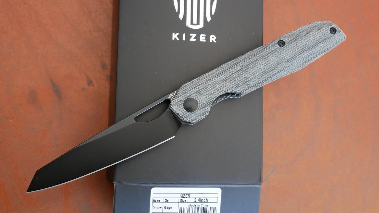 Kizer Genie V4545E1, N690 Black, Микарта