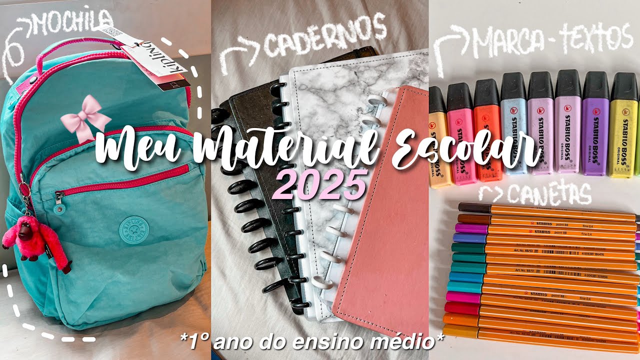 meu material escolar 2025 ✨🎀 | mostrando e organizando | 1&ordm; ano do EM
