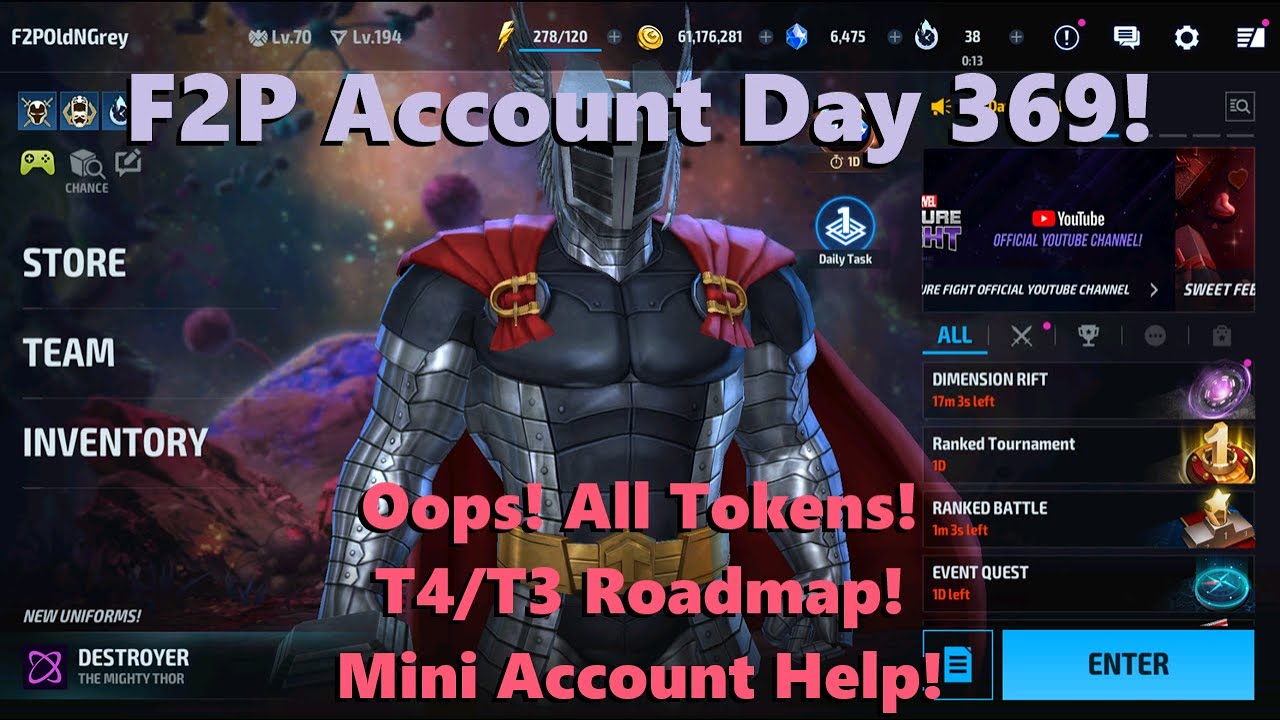 Marvel Future Fight: F2P Account Day 369!  Oops! All Tokens! T4/T3 Roadmap! Mini Account Help! 💥🤓🩹