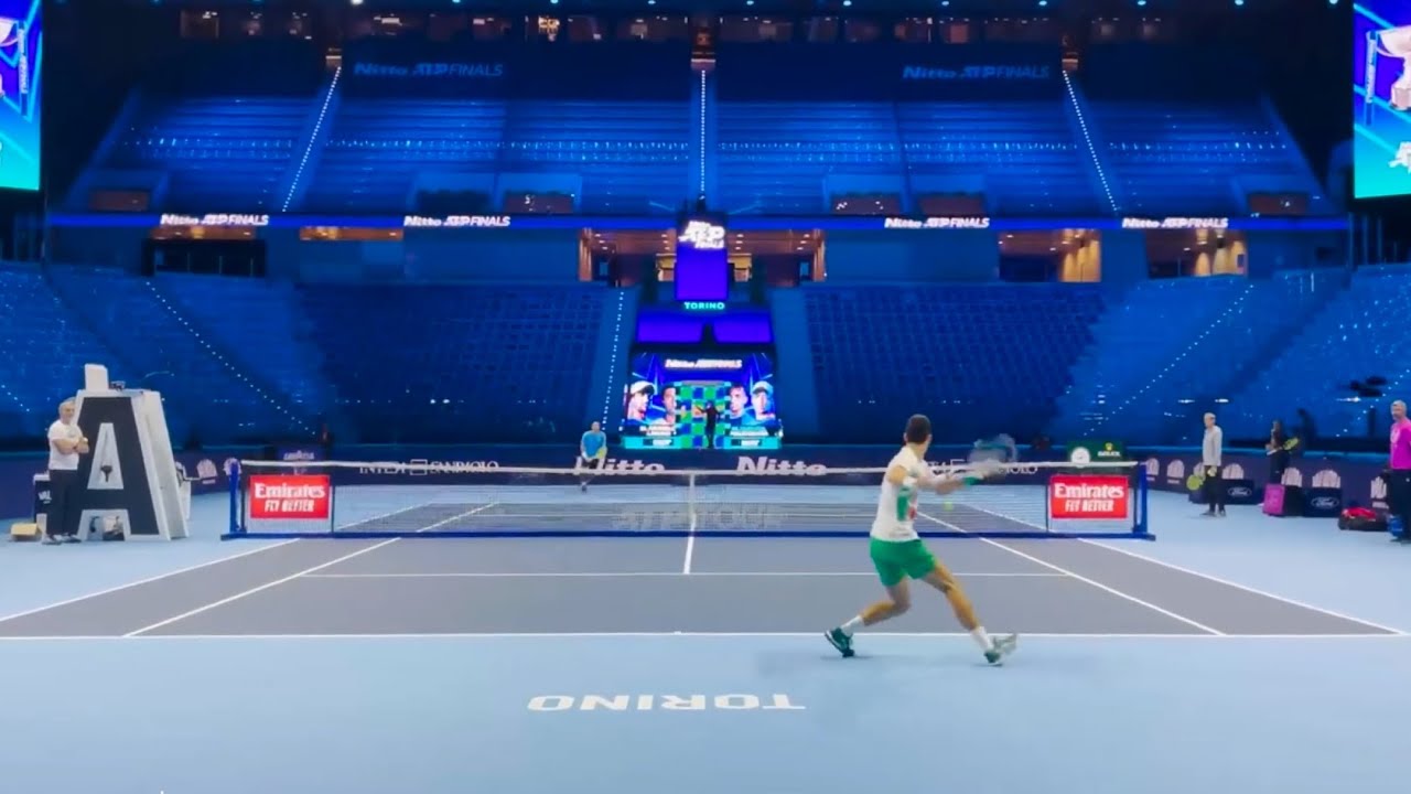 Djokovic & Auger Aliassime | Court Level Practice Match - ATP Finals Turin 2022 [4K 60fps]