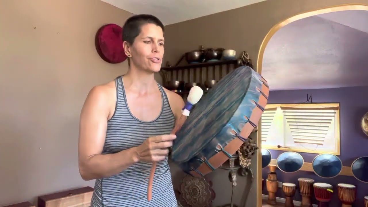 Blue Green Tie-Dye Ceremonial Drum