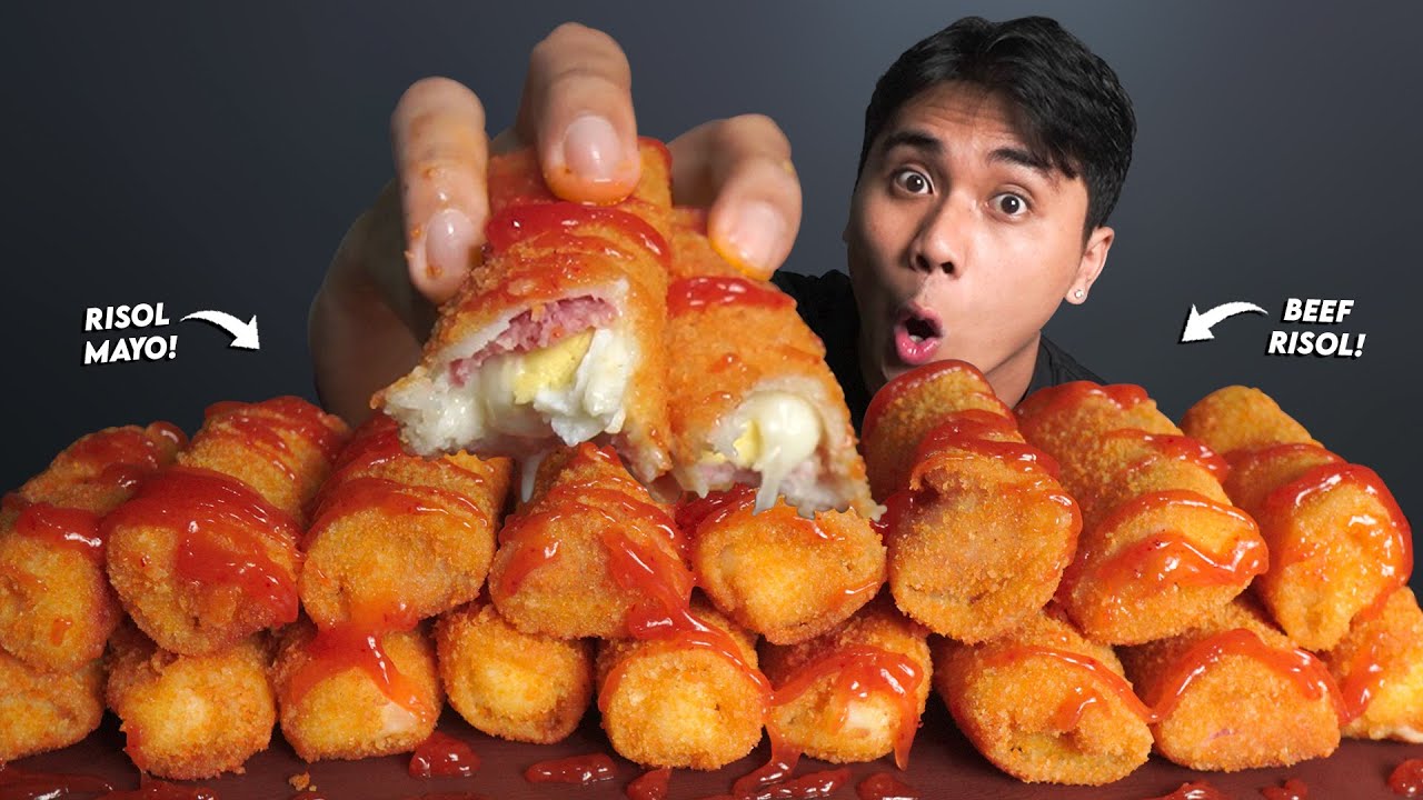 SUMPAH NAGIH!! ASMR MUKBANG RISOLES AYAM, BEEF MAYO!! KRIUK, LUMER BANGET!!🥵