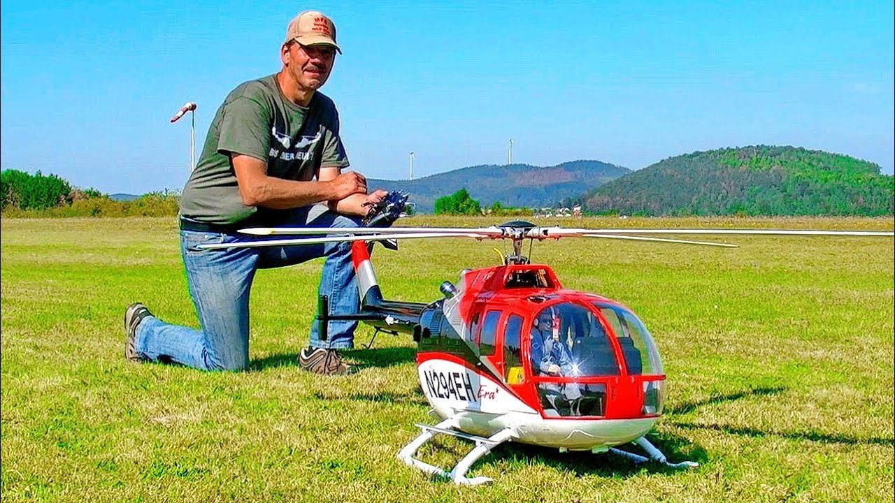 SUPER RC FLIGHT SHOW !!! AEROBATICS WITH BIG RC BO-105 SCALE MODEL ELECTRIC HELICOPTER
