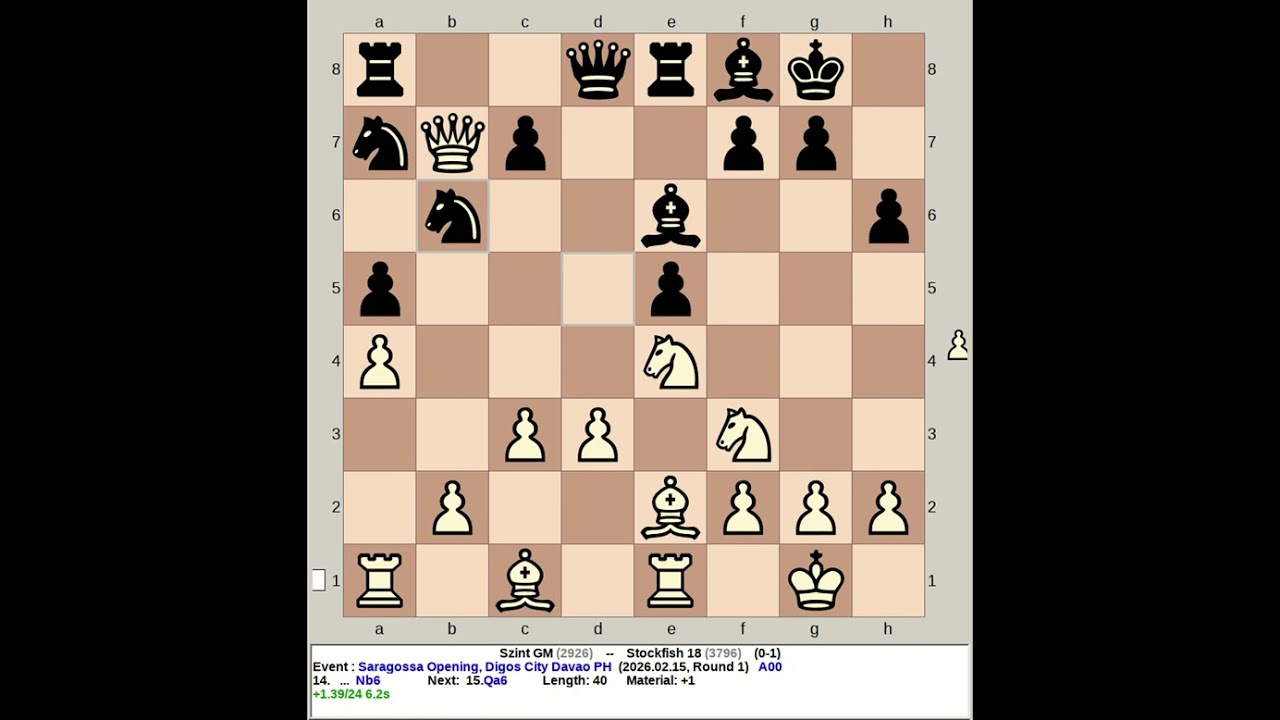 Szint GM vs Stockfish 18 | Saragossa Opening #chess