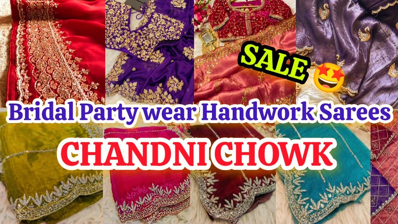 LATEST 2025 DESIGNER PARTYWEAR SAREES CHANDNI CHOWK DELHI AADYA || HANDWORK SAREES CHANDNI CHOWK