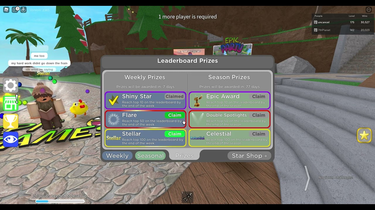Claiming top 10-100 prizes from the weekly leaderboard Epic minigames
