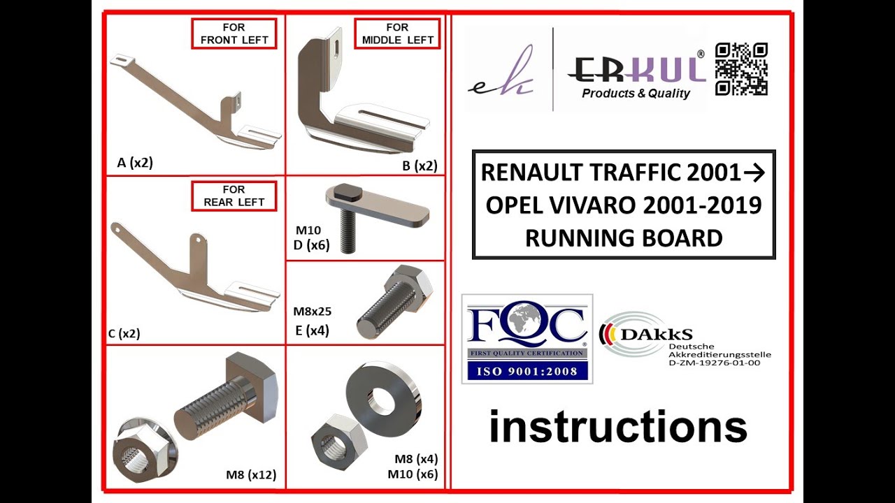 renault trafic 2001+ / opel vivaro 2001-2019 running boards installation / yan basamak montajı